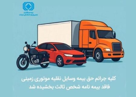 کلیه جرائم حق ‌بیمه وسایل نقلیه موتوری زمینی فاقد بیمه‌نامه شخص ثالث بخشیده شد