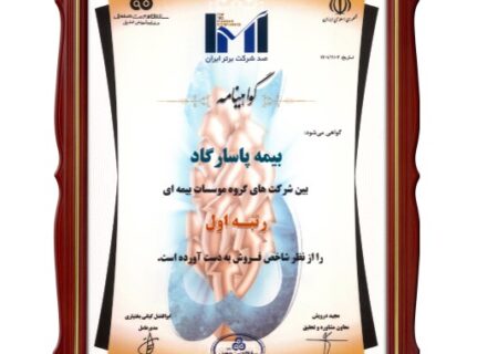 کسب رتبه اول بیمه پاسارگاد از نظر شاخص فروش در گروه مؤسسات بیمه ای در رتبه بندی شرکت های برتر ایران